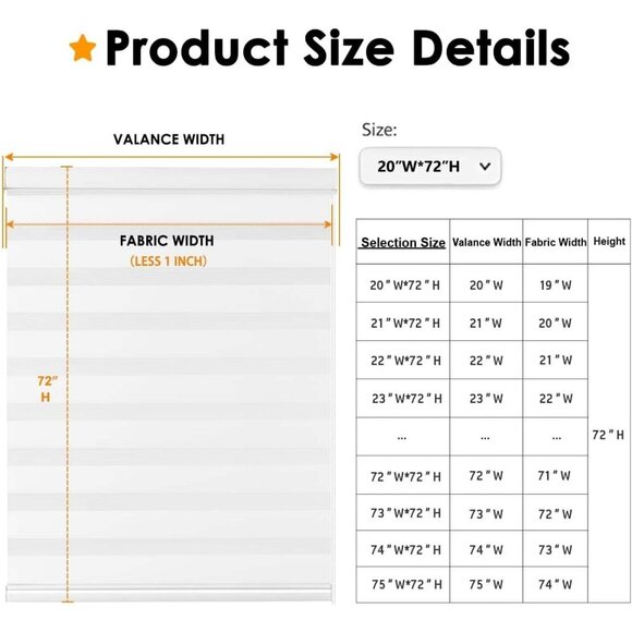 Linkcoo Zebra Shades Blinds 10"W X 72"H Off White Light Filtering Control Home - Picture 5 of 9